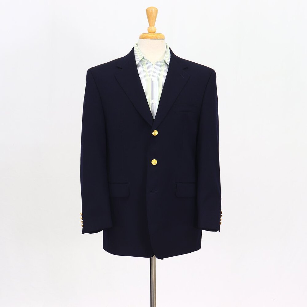 Ralph Lauren 44R Navy Blazer Sport Coat Jacket 3-Button Solid Y771
